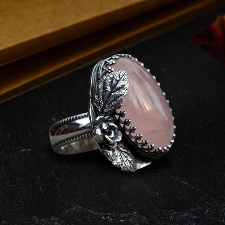 Olivenorma Cotyledon Flower Accessory Oval Rose Quartz Ring - image 2