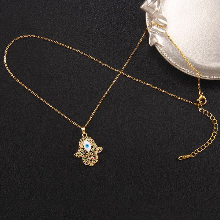 Olivenorma "Good Fortune" Hamsa With Evil Eye Necklace  - Colourful Hamsa - image 8