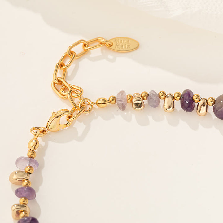 Olivenorma Gold Clavicle Chain Geometric Irregular Amethyst Necklace - image 2