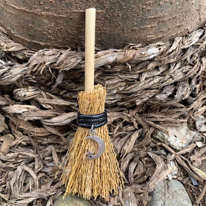 Olivenorma Handmade Mini Crystal Turtle Broom Ornament - Straw & Moon & Star - image 18