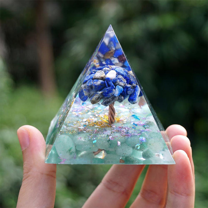Olivenorma Lapis Lazuli with Green Aventurine Tree Of Life Orgone Pyramid - 6*6cm - YES PLEASE $8 - image 0