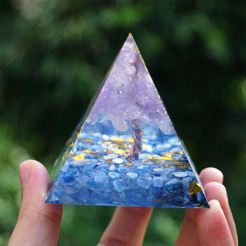 Olivenorma Amethyst Kyanite Tree Of Life Orgone Pyramid - image 1