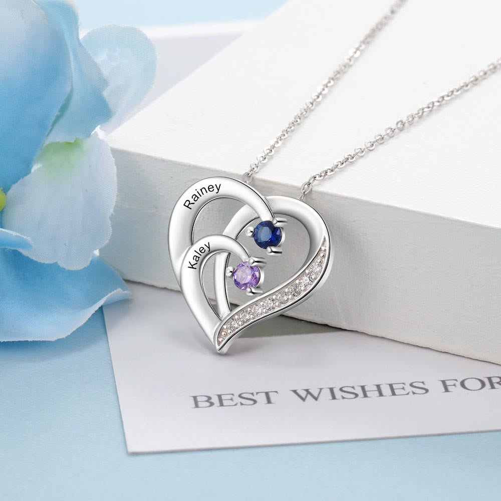 Olivenorma Personalized Birthstones Engraved Heart Necklace - image 4