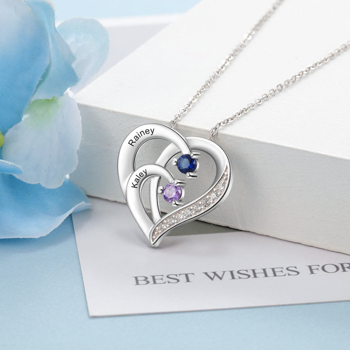 Olivenorma Personalized Birthstones Engraved Heart Necklace - image 4