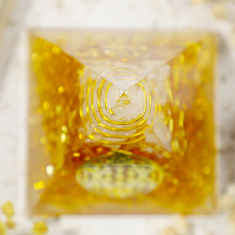 Olivenorma Citrine Wealth Metatron's Cube Orgone Pyramid - image 4