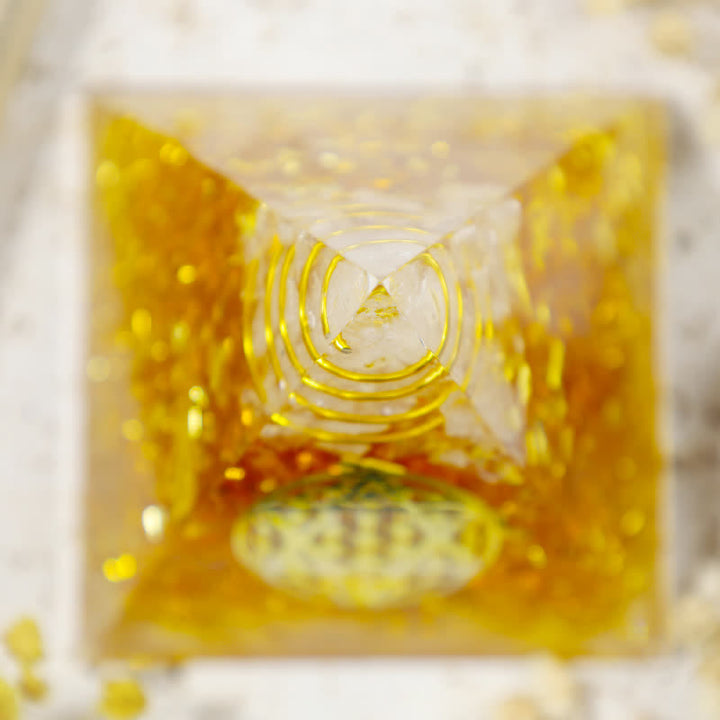 Olivenorma Citrine Wealth Metatron's Cube Orgone Pyramid - image 4
