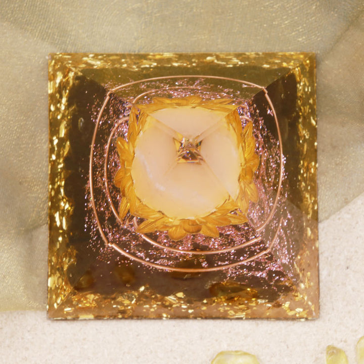 Olivenorma Clear Crystal Obsidia Lotus Symbol Orgone Pyramid - image 5