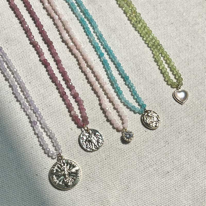 Olivenorma Natural Crystal Metal Plate Pendant Necklace - image 41