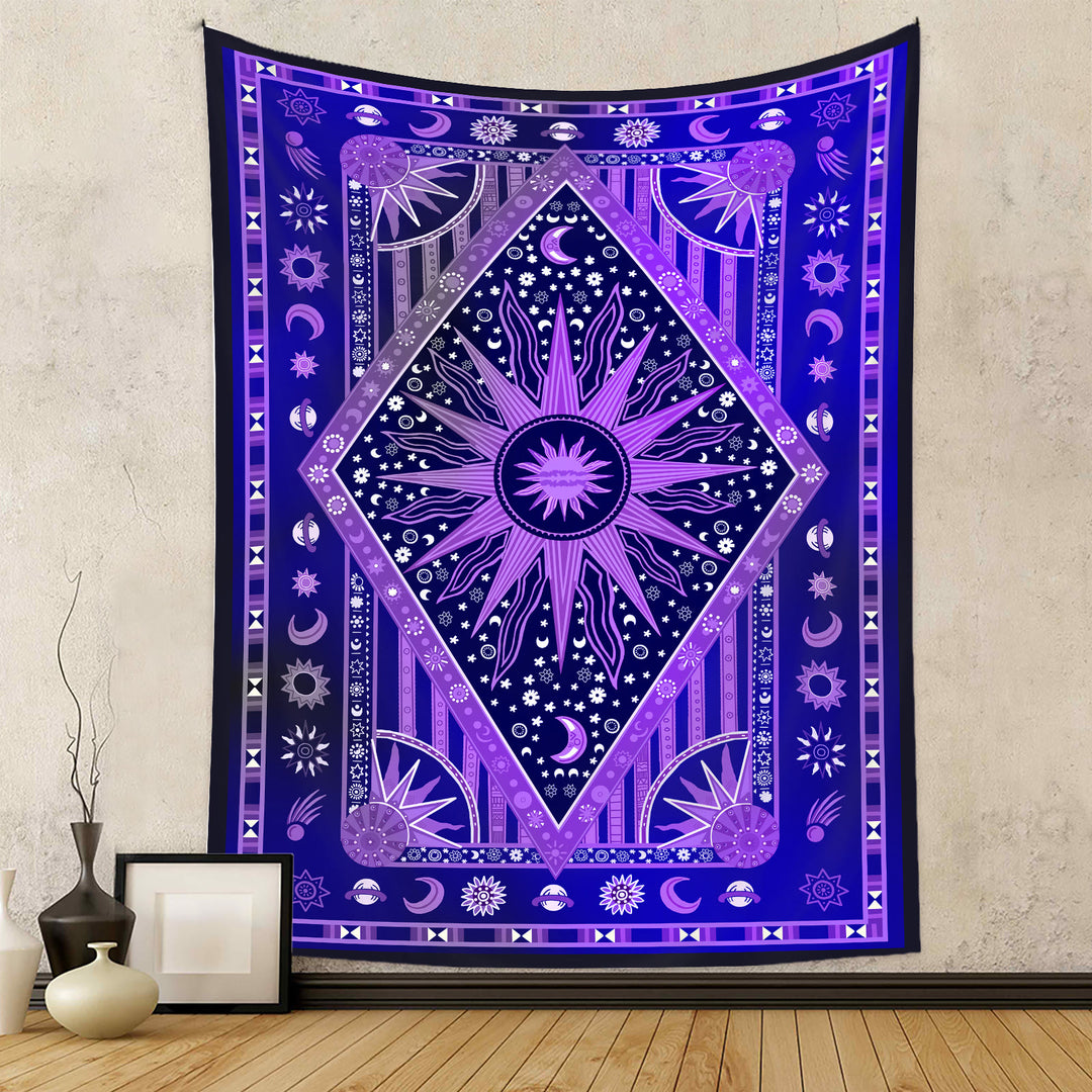 Olivenorma Sun Rays Moon Bohemia Tapestry - 180*230cm - Purple Blue - Flannel - image 7