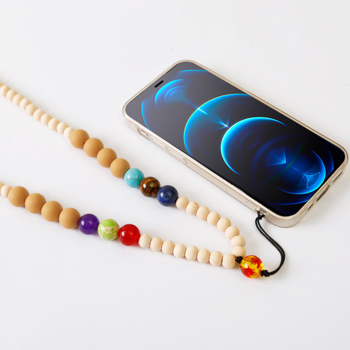 Olivenorma Natural Crystal String Handmade Wooden Beads Phone Strap - Khaki - image 7