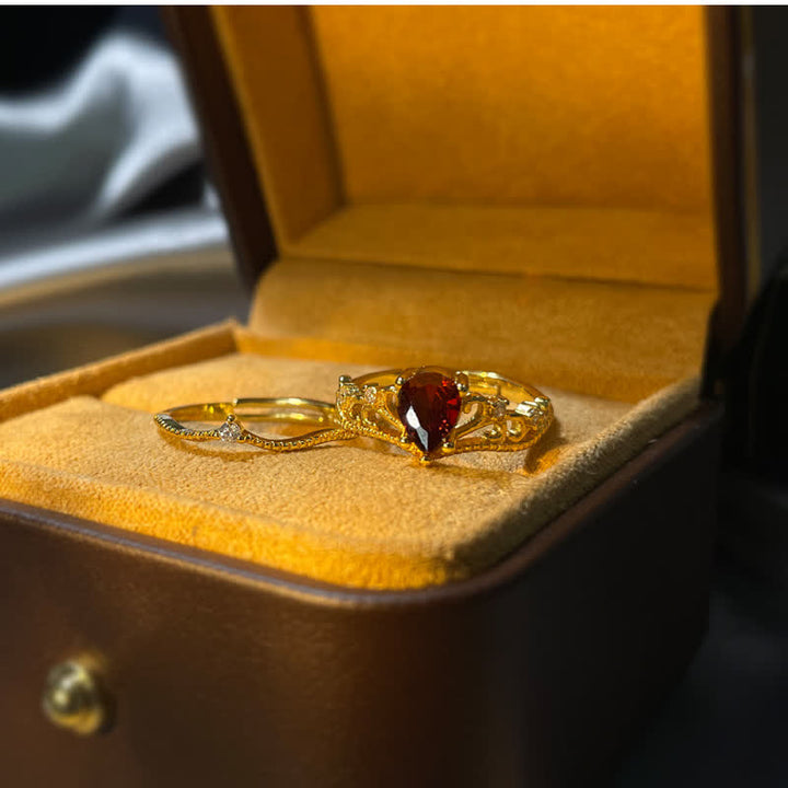 Olivenorma Garnet Crown Modelling Adjustable Ring - image 3