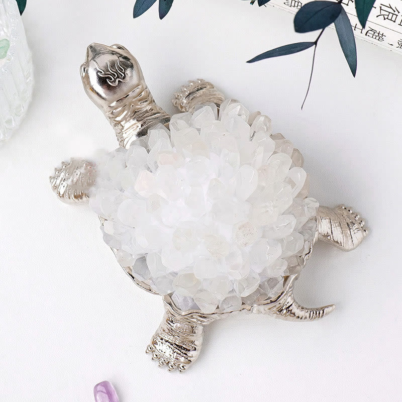 Olivenorma Natural Crystal Cluster Turtle Ornament Lamp Gemstone Decoration - Clear Crystal Cluster#Silver Turtle  Without Lamp - image 24