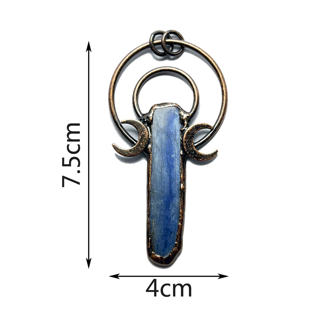 Olivenorma Kyanite Copper Double Moon Ring Pendant Necklace - image 6