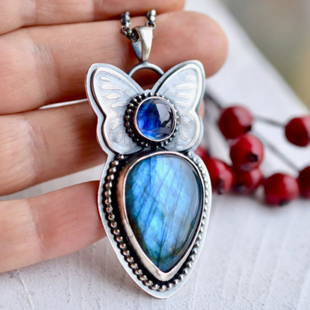 Olivenorma Butterfly Design Labradorite Pendant - Labradorite - image 0