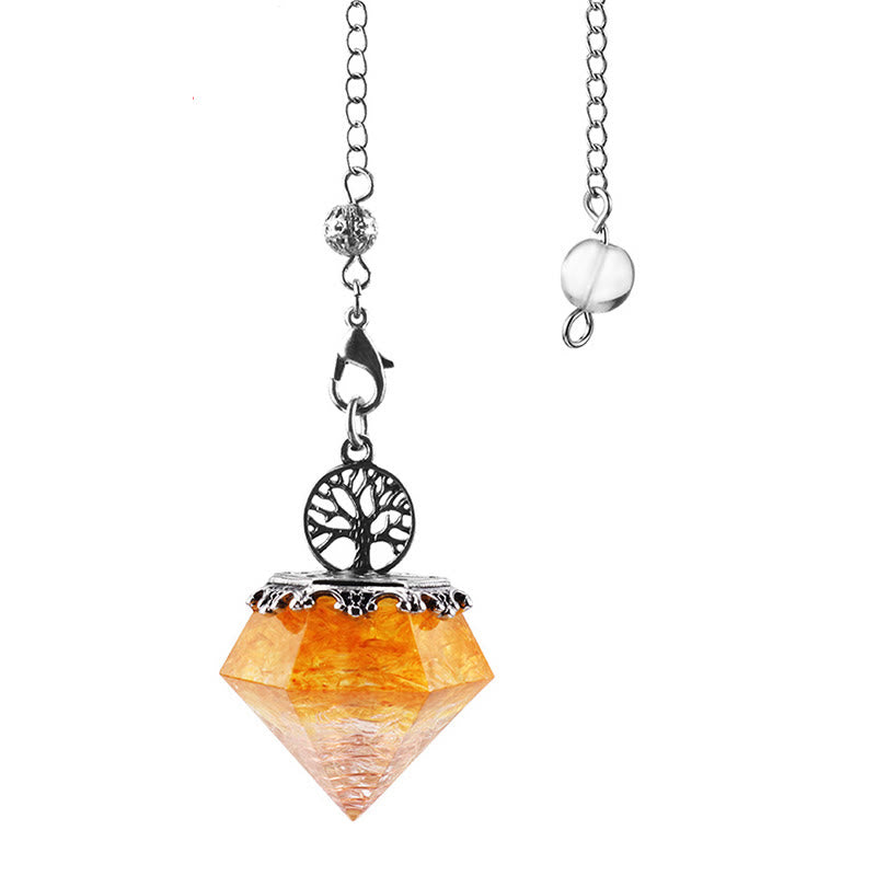 Olivenorma Natural Crystal Geometric Tree of Life Pendulum - Citrine - image 17