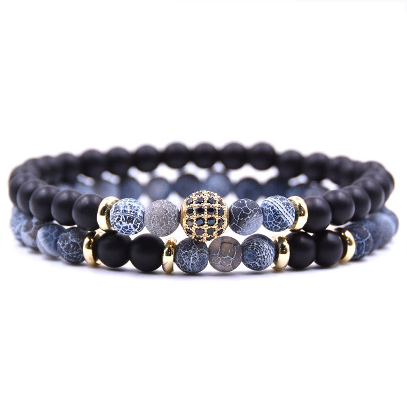 Olivenorma Natural Crystal Two Layer Beaded Men Bracelet - Sodalite&Black Onyx - image 17