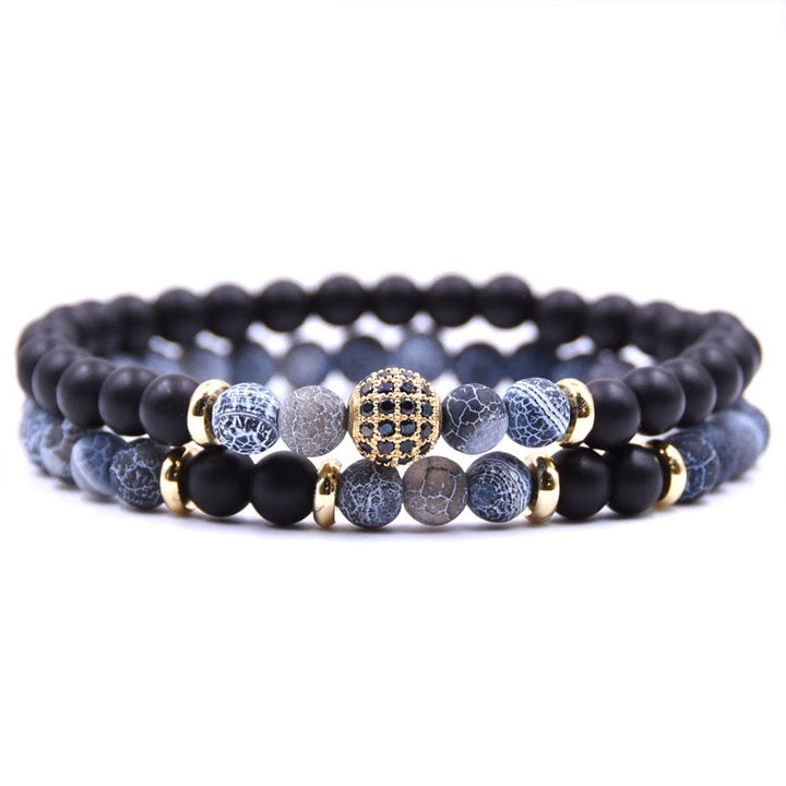 Olivenorma Natural Crystal Two Layer Beaded Men Bracelet - Sodalite&Black Onyx - image 17