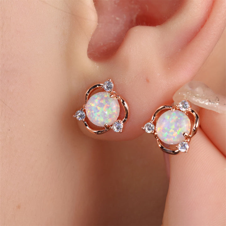 Olivenorma Opal Small Round White Zircon Stud Earrings - image 9