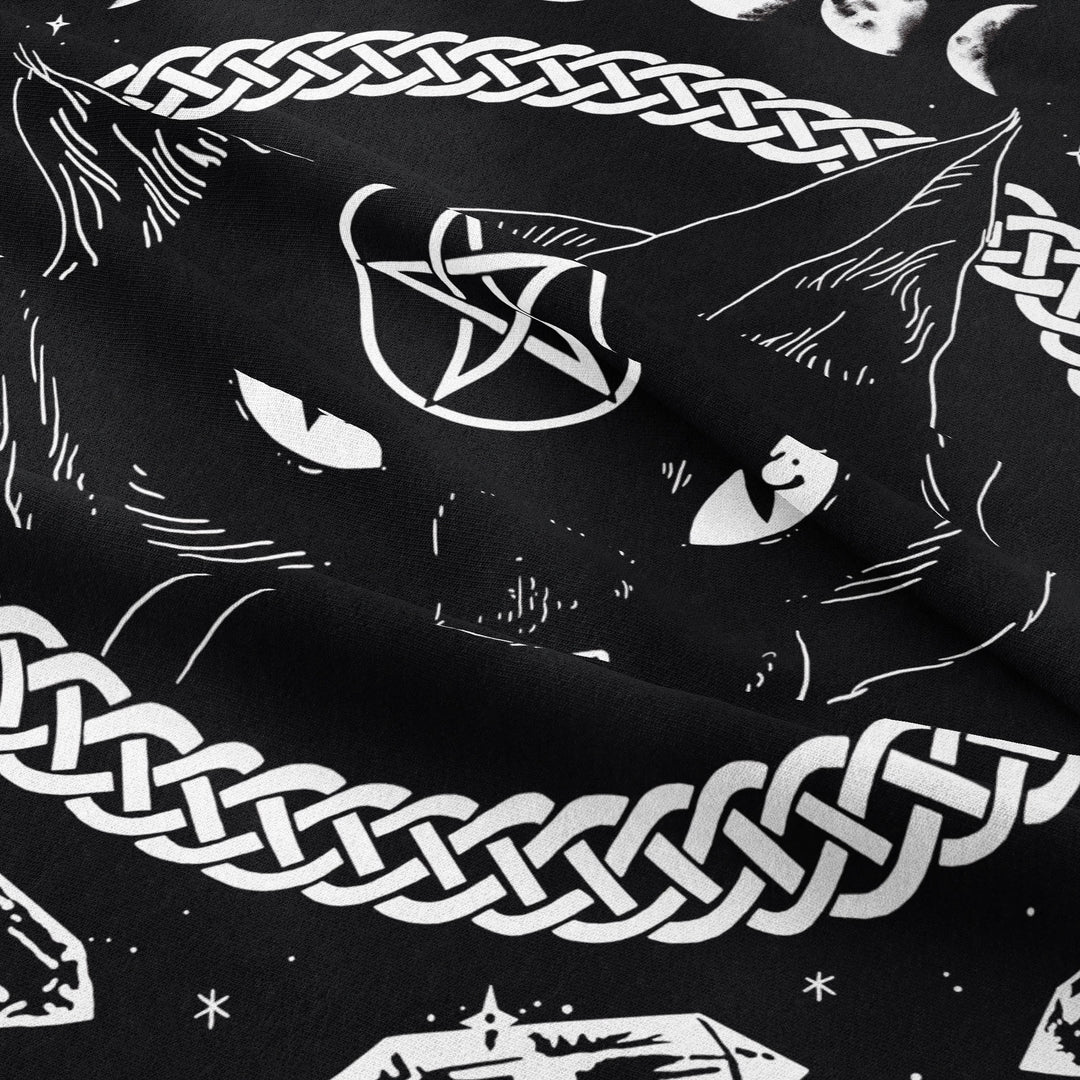 Olivenorma Black Cat Witch Moon Phase Pattern Tapestry - image 8