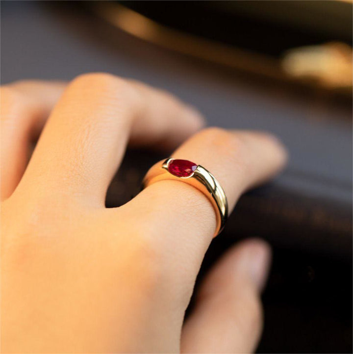 Olivenorma Garnet Gold Plated Minimalist Luxury Ring - image 3