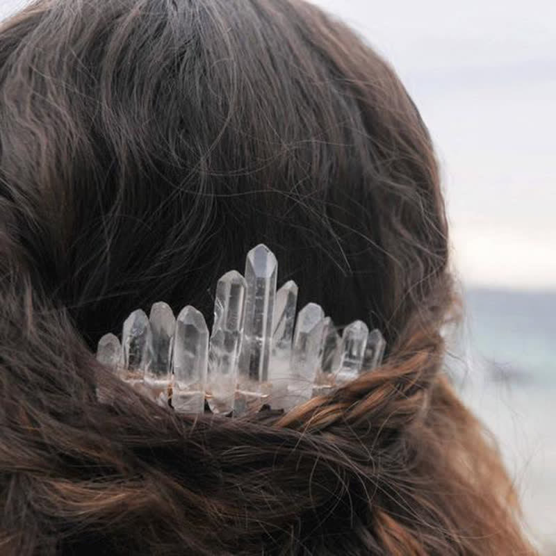 Natural Crystal U Shape Hair Comb Crystal Crown - image 1
