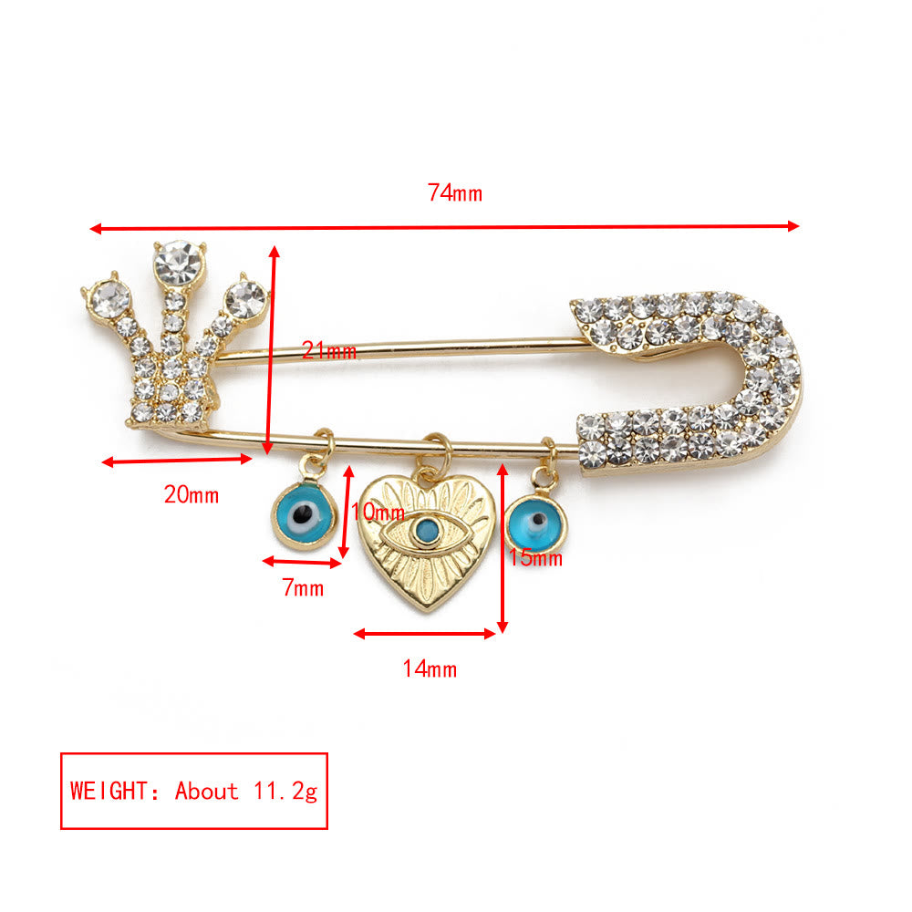 Olivenorma White Zircon Evil Eye Heart Brooch - Evil Eye&Love - image 3