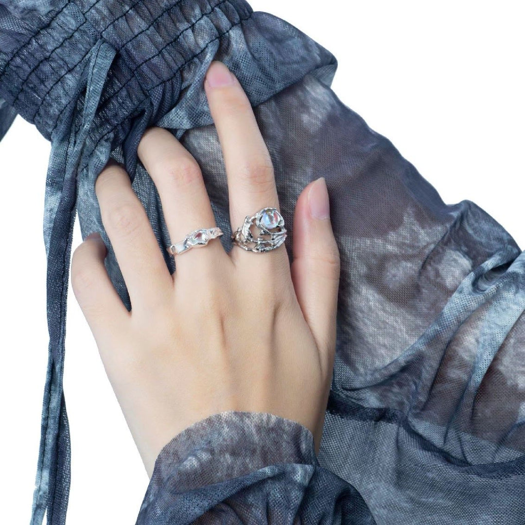 Olivenorma Irregular Branch Pattern Moonstone Ring - image 3