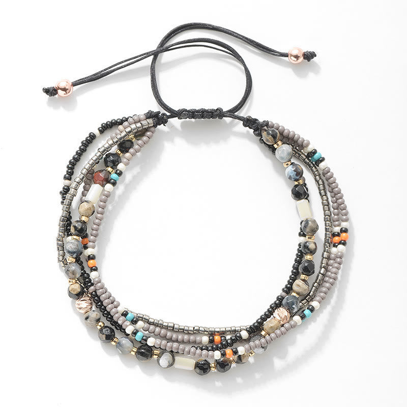 Olivenorma Round Beaded Vacation Bohemian Bracelets - Grey Jasper - image 3