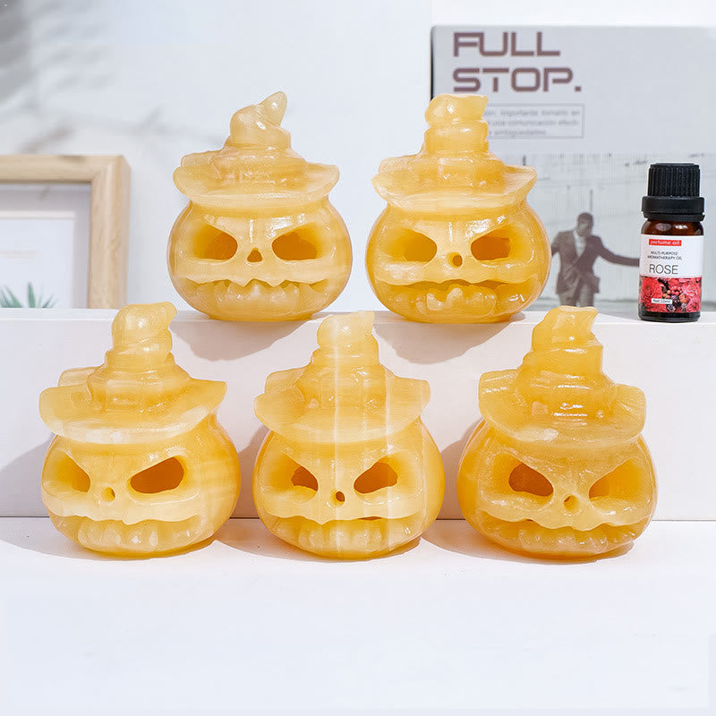 Olivenorma Yellow Aventurine Pumpkin Skull Carving Gemstone Decoration Lamp - Yellow Aventurine - image 0