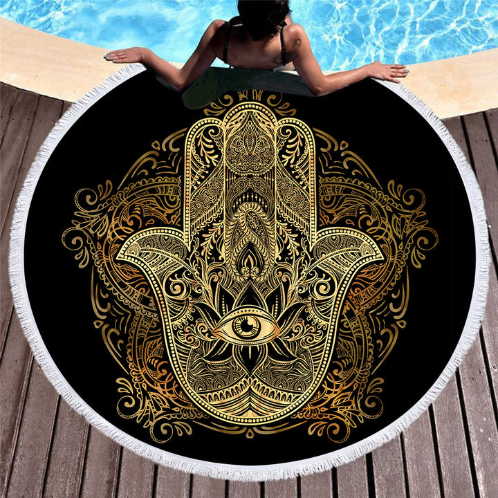 Olivenorma Hamsa Print Round Beach Towel Tapestry - Hamsa & Evil Eye#4 - 39.37"*27.55"(150*150cm) - image 7
