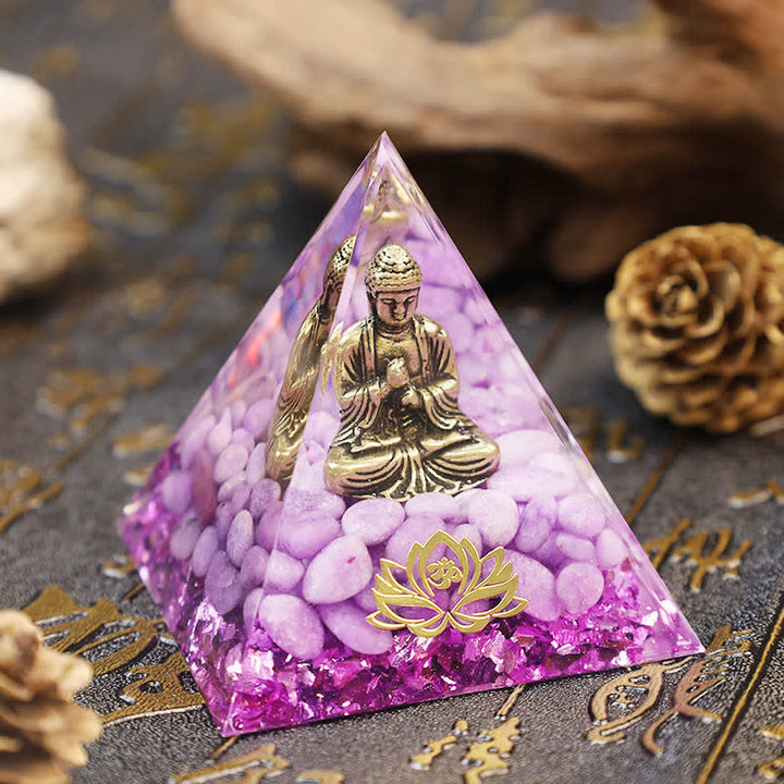 Olivenorma Buddha Lotus With Purple Jade Orgone Pyramid - 4.72''*4.72''(12cm X 12cm) - YES PLEASE $8 - image 0