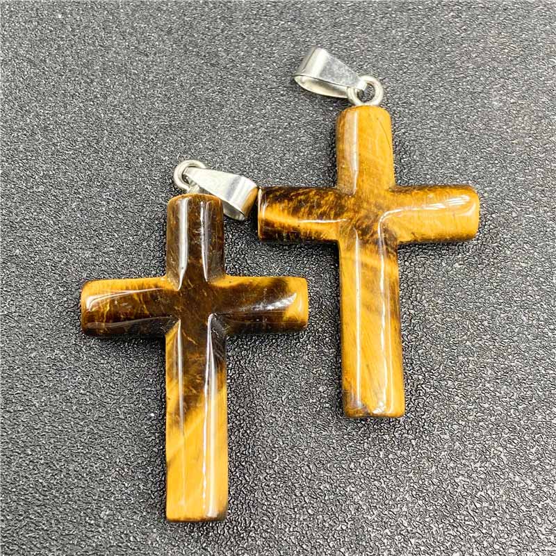 Olivenorma Natural Crystal Cross Healing Pendant - Tiger Eye - image 13