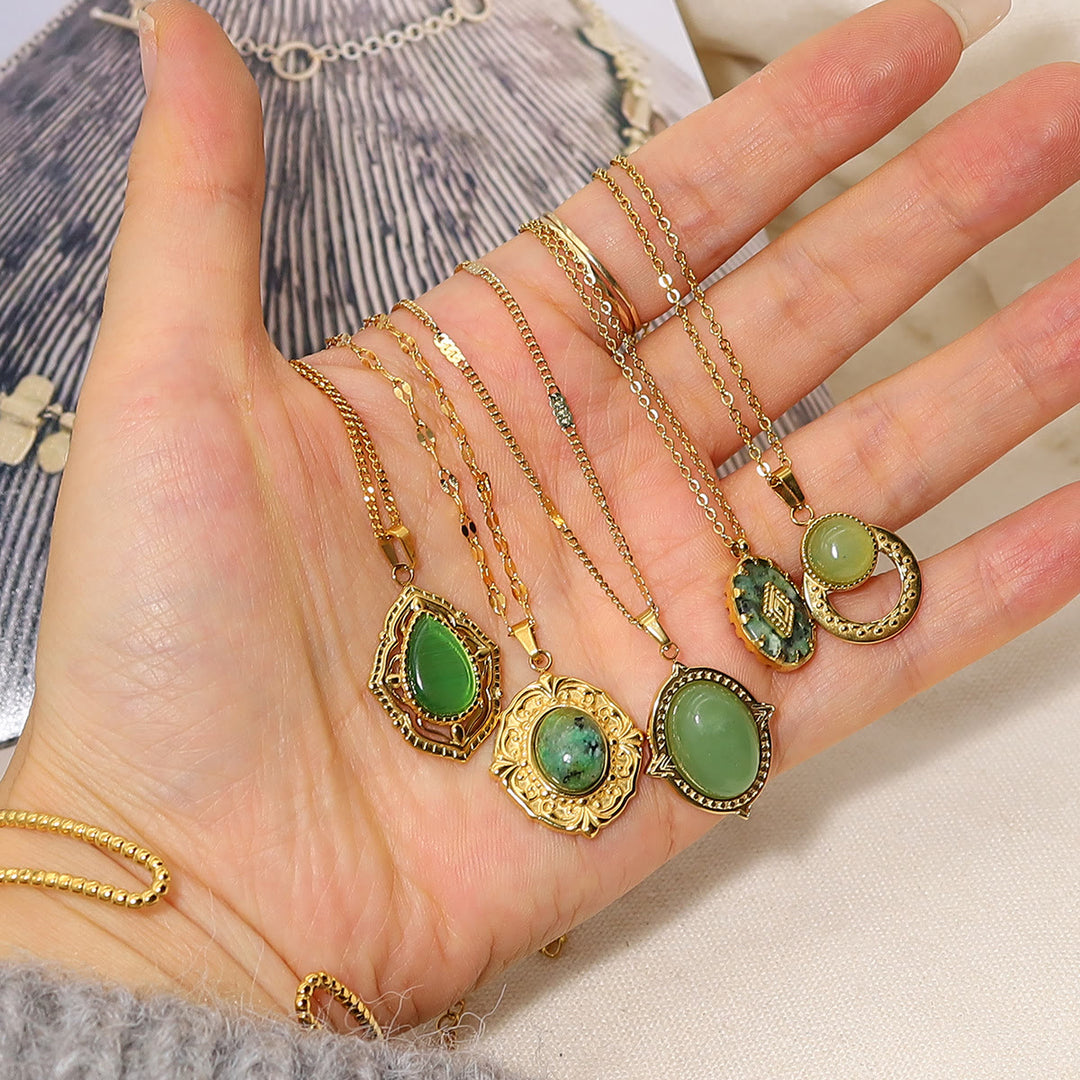 Olivenorma Oval African Turquoise Green Pendant Necklace - image 17