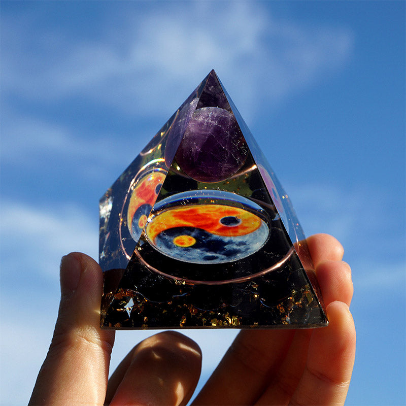 Olivenorma Amethyst Yin Yang Series Balance Orgone Pyramid - 3.93''*3.93''(10cm X 10cm) - YES PLEASE $8 - image 0
