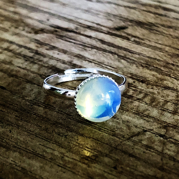 Olivenorma Opal Moonstone Simple Half Circle Adjustable Ring - Moonstone - image 19