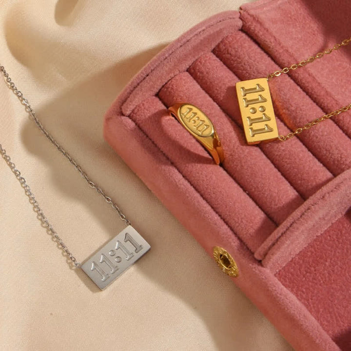 Olivenorma 11:11 Angel Number Dainty Necklace And Ring - image 8