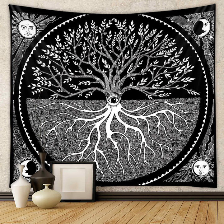 Olivenorma Tree of Life Wall Hanging Mandala Colorful Tapestry - 180*230cm - Flannel - Tree of Life & Black Eyes - image 4
