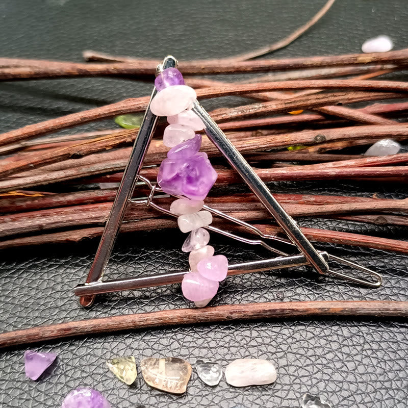 Olivenorma Crystal Triangle Gravel Geometric Hair Accessories Comb Hairpin - Lepidolite - image 19
