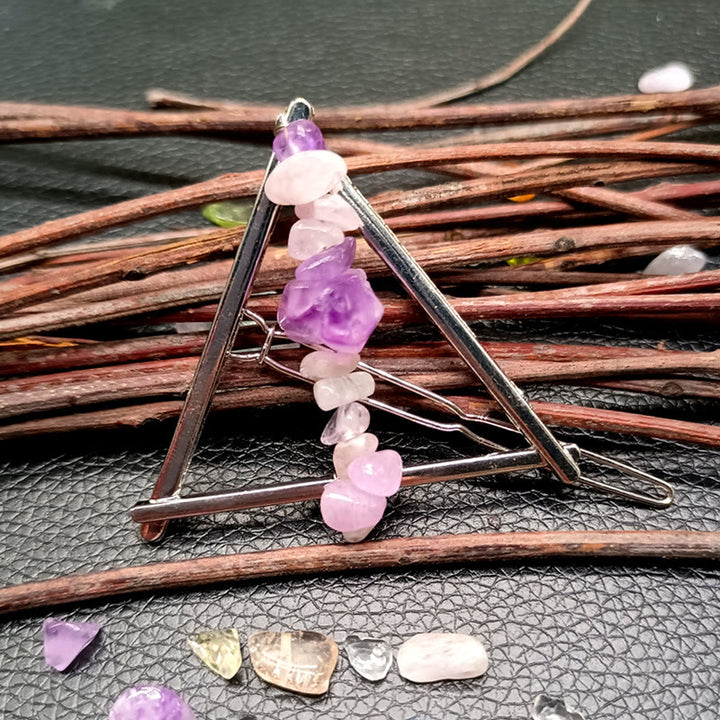 Olivenorma Crystal Triangle Gravel Geometric Hair Accessories Comb Hairpin - Lepidolite - image 19