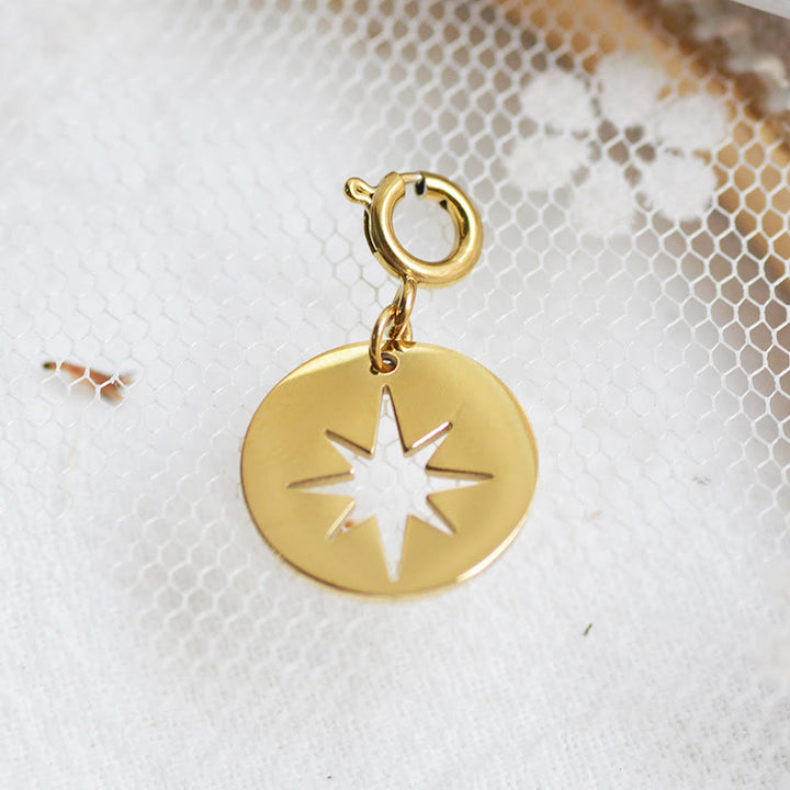 Olivenorma Geometric Round Or Water Drop Crystal Gold Pendant Necklace - Hollow Octagonal Star - Necklace #5 - image 6