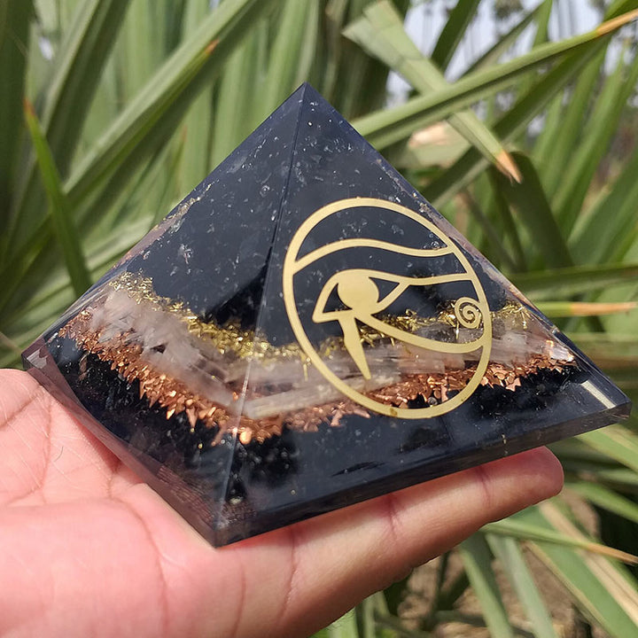 Olivenorma Obsidian Eye Of Horus Protection Orgone Pyramid - Obsidian&Clear Crystal - YES PLEASE $8 - image 0