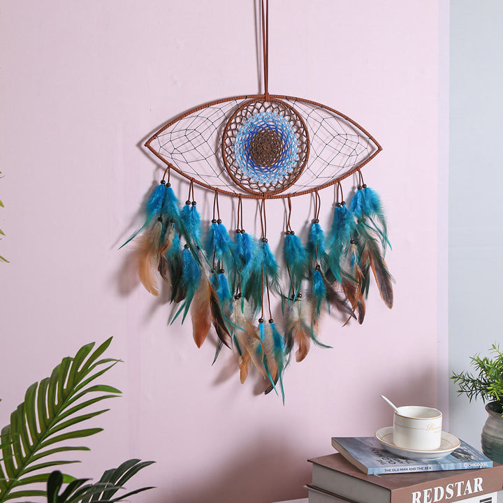 Olivenorma Evil Eye Green Brown Feathers Dream Catcher - image 5