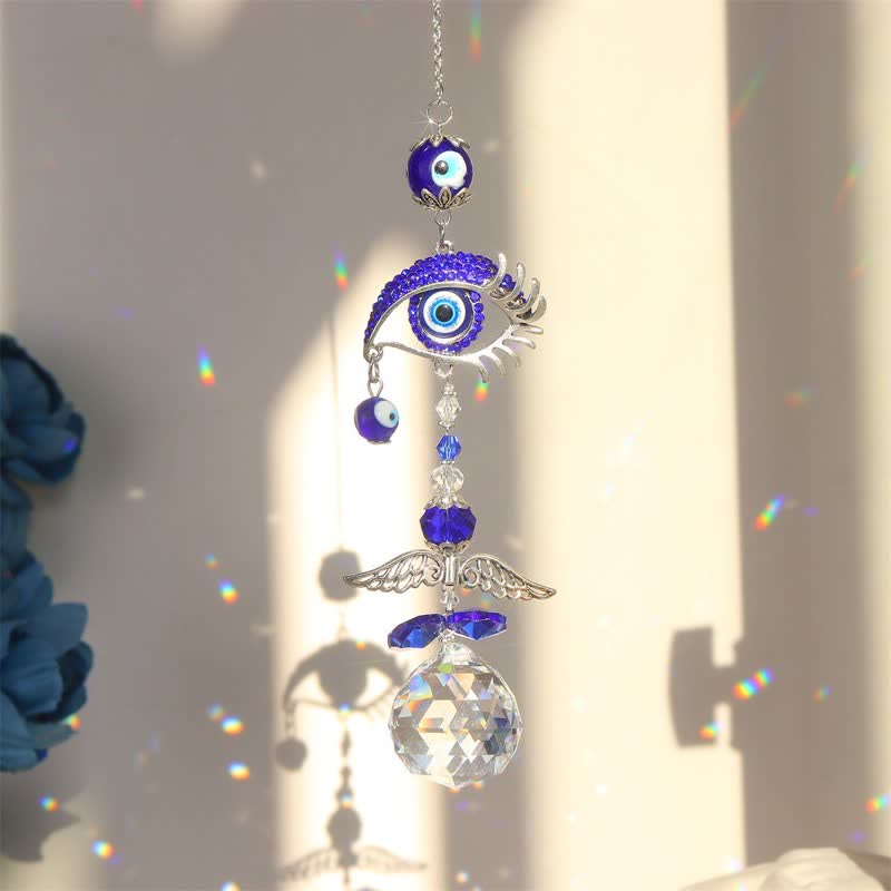 Blue Evil Eye Suncatcher Wind Chime - Evil Eye & Wing - image 6
