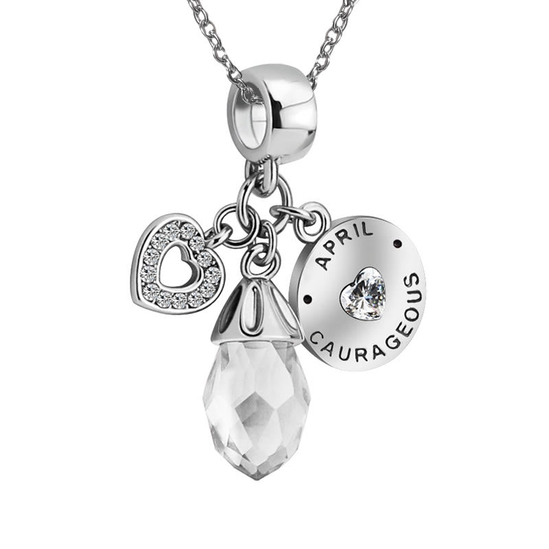 Olivenorma Diamond Heart Pendant Birthstone Necklace - April&Crystal - image 3