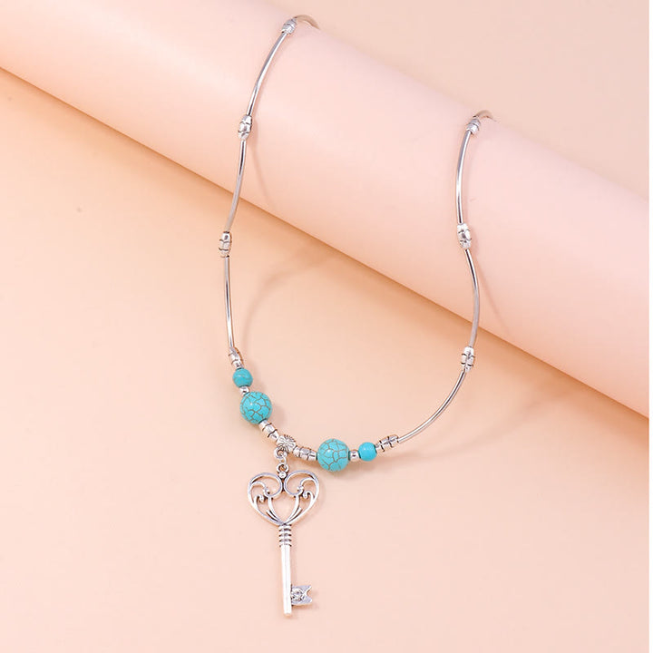 Olivenorma Turquoise Bohemian Love Key Pendant Necklace - image 2