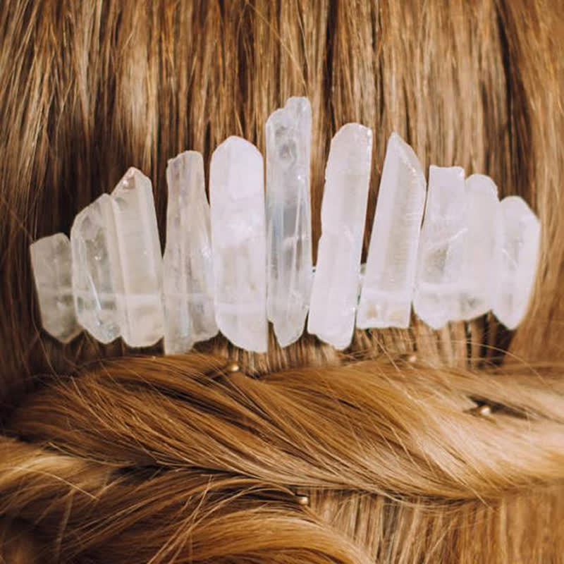 Natural Crystal U Shape Hair Comb Crystal Crown - image 3