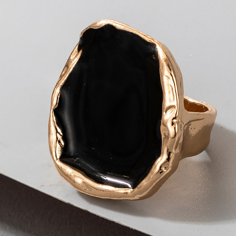 Olivenorma Exaggerated Irregular Gold Edged Resin Glue Ring - image 2