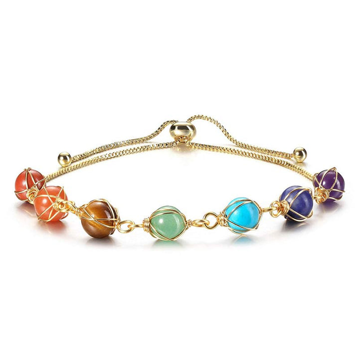 Chakra Natural Golden Color Adjustable Yoga Bracelet - #1 - image 0