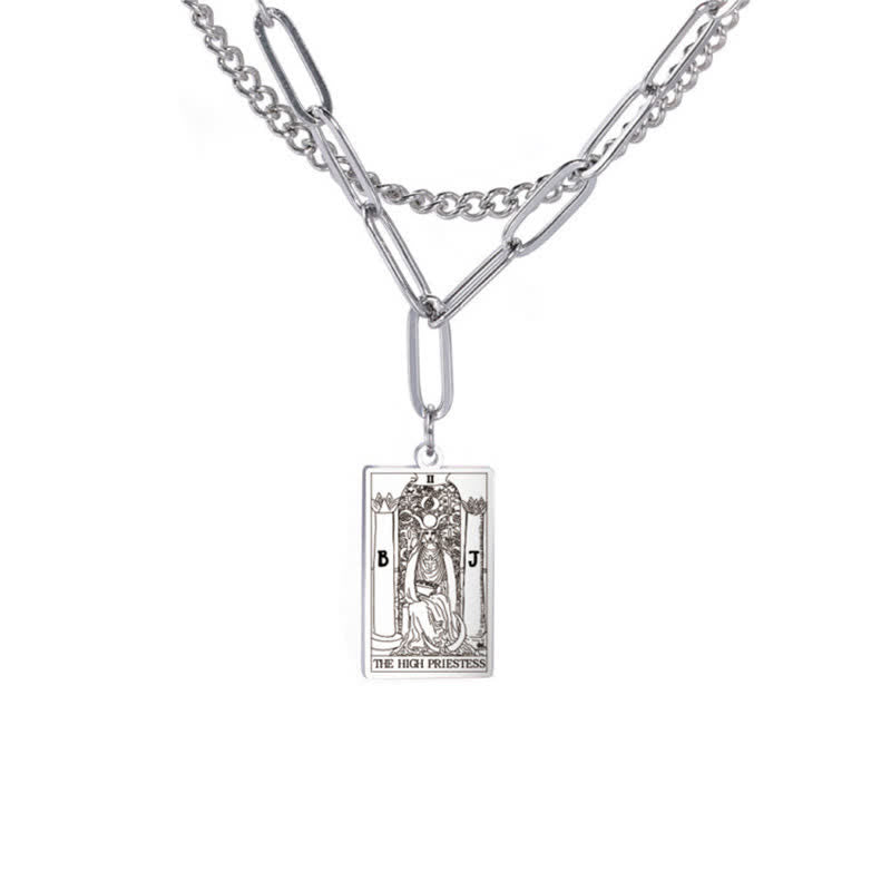 Olivenorma Tarot Card Double Chain Necklace - Silver - The High Priestess - image 16