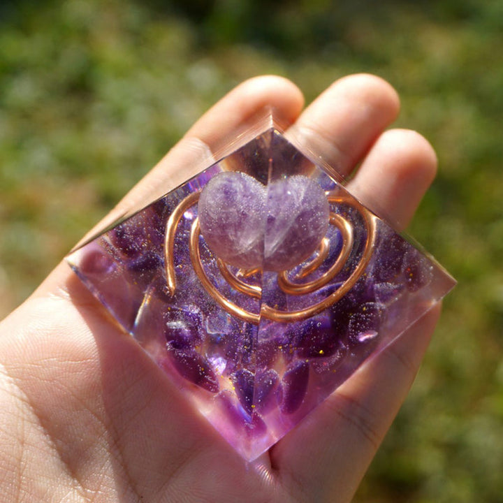 Olivenorma Amethyst Clear Crystal Orgone Pyramid - image 3